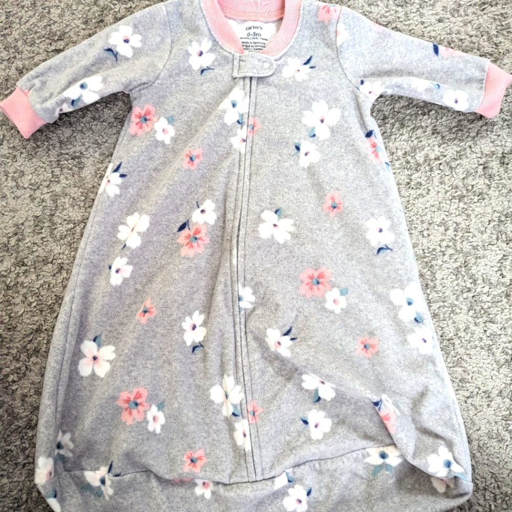 Carter's baby girls grey zip up sleep sack